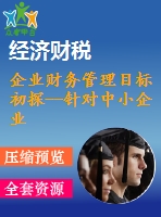 企業(yè)財務管理目標初探--針對中小企業(yè)財務管理目標初探