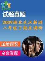 2009湖北武漢新洲八年級下期末調(diào)研考試試卷及答案